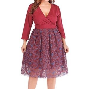 Red plus size party dress